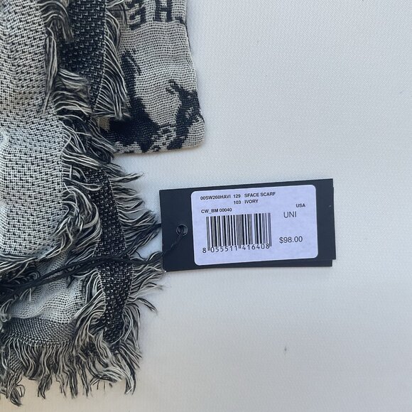 $98 Diesel Unisex Sface Scarf One Size Light Grey-Black - Picture 3 of 5